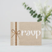 Invitation Carte Postale Rustic Country Burlap Twine Wedine RSVP Card (Debout devant)