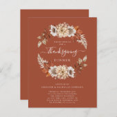 Invitation Carte Postale Rustic Fall Floral Feuilles Thanksgiving Dîner (Devant / Derrière)