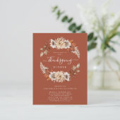 Invitation Carte Postale Rustic Fall Floral Feuilles Thanksgiving Dîner (Debout devant)