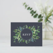 Invitation Carte Postale Rustic Foliage Marine Mariage RSVP Demande de chan (Debout devant)