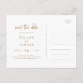 Invitation Carte Postale Rustic Gold Script 3 Photo Enregistrer la date (Dos)