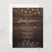 Invitation Carte Postale Rustic Graduation Party 2022 String Lights (Devant / Derrière)