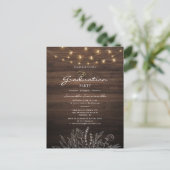 Invitation Carte Postale Rustic Graduation Party 2022 String Lights (Debout devant)