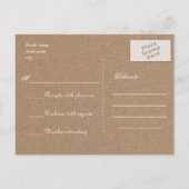 Invitation Carte Postale Rustic Kraft Papier Feuille Mariage Motif RSVP (Dos)