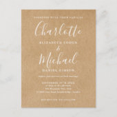 Invitation Carte Postale Rustic Kraft Signature Script Mariage photo (Devant)