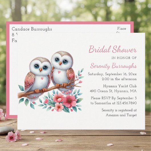 Invitation Carte Postale Rustic Owl Couple Boho Country Bridal Shower
