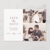 Invitation Carte Postale Rustic Rose Gold 3 Photo Collage Enregistrer la da (Devant)