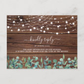 Invitation Carte Postale Rustic String Lights QR Code Wedding RSVP (Devant)
