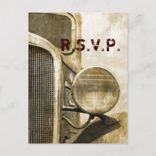 Invitation Carte Postale Rustic Truck Western Country Farm Wedding RSVP