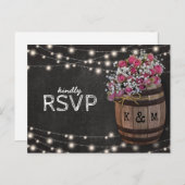Invitation Carte Postale Rustic Winery rose Floral Lumières Mariage RSVP (Devant / Derrière)
