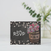 Invitation Carte Postale Rustic Winery rose Floral Lumières Mariage RSVP (Debout devant)