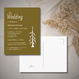 Invitation Carte Postale Rustic Woodland Evergreen Tree Boho Casual