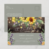Invitation Carte Postale Rustique 50e anniversaire Sunflower Sage Anniversa (Devant / Derrière)