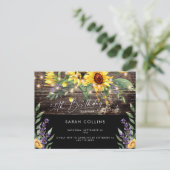 Invitation Carte Postale Rustique 50e anniversaire tournesol noir anniversa (Debout devant)