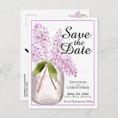 Invitation Carte Postale Rustique aquarelle Lilacs mariage Enregistrer la d (Devant / Derrière)