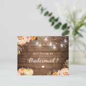 Invitation Carte Postale Rustique Automne Floral Be My Bridesmaid Propositi (Debout devant)