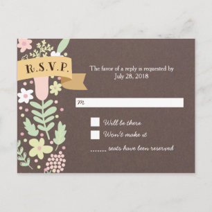 Invitation Carte Postale Rustique Boho Pastel Mariage à fleurs