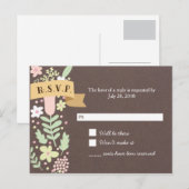 Invitation Carte Postale Rustique Boho Pastel Mariage à fleurs (Devant / Derrière)