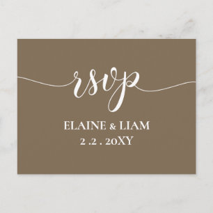 Invitation Carte Postale Rustique Brown Calligraphie simple Moderne RSVP