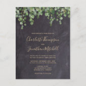 Invitation Carte Postale Rustique Chalkboard Eucalyptus Mariage de verdure (Devant)