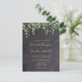 Invitation Carte Postale Rustique Chalkboard Eucalyptus Mariage de verdure (Debout devant)