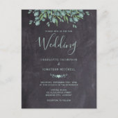 Invitation Carte Postale Rustique Chalkboard Vert Eucalyptus Mariage (Devant)