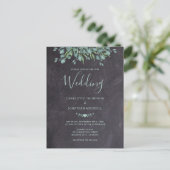 Invitation Carte Postale Rustique Chalkboard Vert Eucalyptus Mariage (Debout devant)