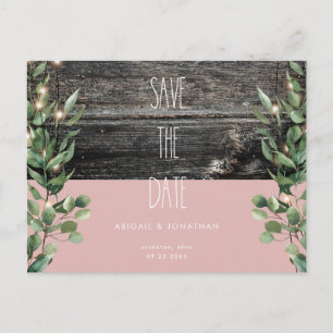 Invitation Carte Postale Rustique Dusty Rose Foliage Mariage Enregistrer la