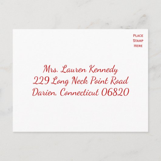 Invitation Carte Postale Rustique En vichy Mariage RSVP Rouge Et Blanc Chèq (Dos)