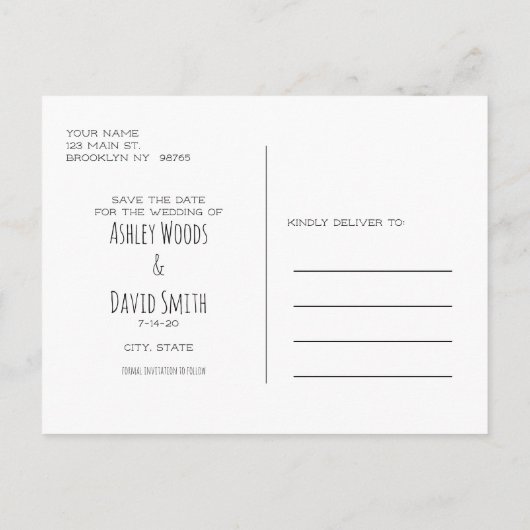 Invitation Carte Postale Rustique Floral manuscrit Enregistrer la date cart (Dos)