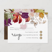 Invitation Carte Postale Rustique Maroon Ginger Blush Wedding RSVP (Devant / Derrière)