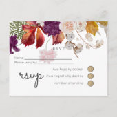 Invitation Carte Postale Rustique Maroon Ginger Blush Wedding RSVP (Devant)