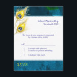 Invitation Carte Postale Rustique Peacock Blue Wedding RSVP<br><div class="desc">Plumes de paon modernes bandes larges bleu paon rustique conçues sur des cartes postales personnalisées RSVP de mariage. Unique et classe paon thème paperie mariage design merveilleux pour un MARIAGE RUSTIQUE PEACOCK ou STYLISH PEACOCK MARIAGE à thème! (Vous pouvez trouver les essentiels et les faveurs mariages correspondants dans ce magasin,...</div>