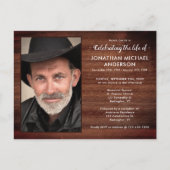 Invitation Carte Postale Rustique Photo Memorial Funérailles Célébration De (Devant)