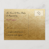 Invitation Carte Postale Rustique Regal Ornamental Fuchsia Et Mariage Or (Dos)
