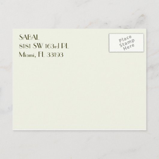 Invitation Carte Postale SABAL :: Miami (Dos)