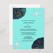 Invitation Carte Postale Sable Dollar Coquillages Turquoise Abstrait Beach  (Devant / Derrière)