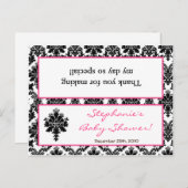 Invitation Carte Postale Sac de Goody Topp Hot rose noir Damask (Devant / Derrière)