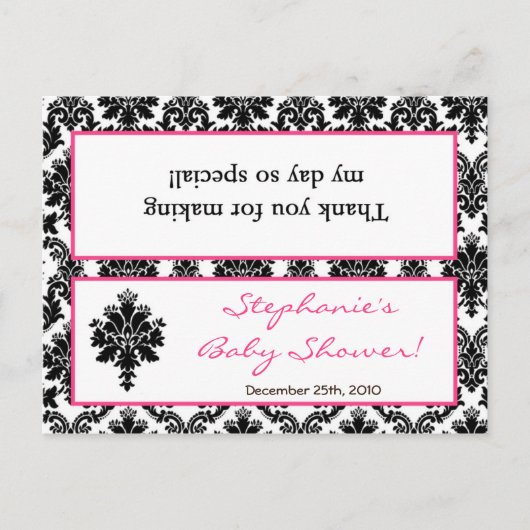 Invitation Carte Postale Sac de Goody Topp Hot rose noir Damask (Devant)