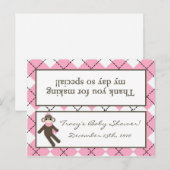 Invitation Carte Postale Sac de Goody Topp Jacquard rose Sock Monkey (Devant / Derrière)