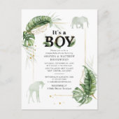 Invitation Carte Postale Safari Animaux Garçons Jungle Couples Baby shower (Devant)