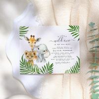 Safari Animaux & Palm Feuilles Wild One Baby showe
