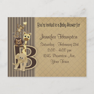 Invitation Carte Postale Safari baby shower dans les Browns