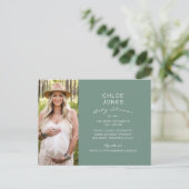 Invitation Carte Postale Sage Baby shower par courrier (Debout devant)