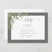 Invitation Carte Postale Sage Green Eucalyptus Script Mariage RSVP (Devant / Derrière)