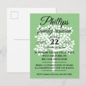 Invitation Carte Postale Sage Green Famille Réunion Arbre Blanc Silhouette (Devant / Derrière)
