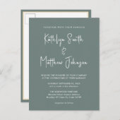 Invitation Carte Postale Sage Green QR Code Tout en un Mariage moderne (Devant / Derrière)
