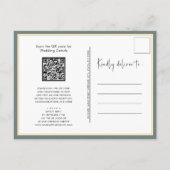 Invitation Carte Postale Sage Green QR Code Tout en un Mariage moderne (Dos)