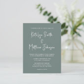 Invitation Carte Postale Sage Green QR Code Tout en un Mariage moderne (Debout devant)