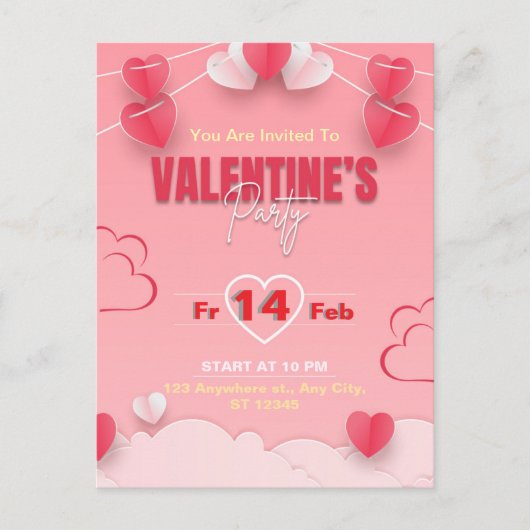 Invitation Carte Postale Saint Valentin (Devant)